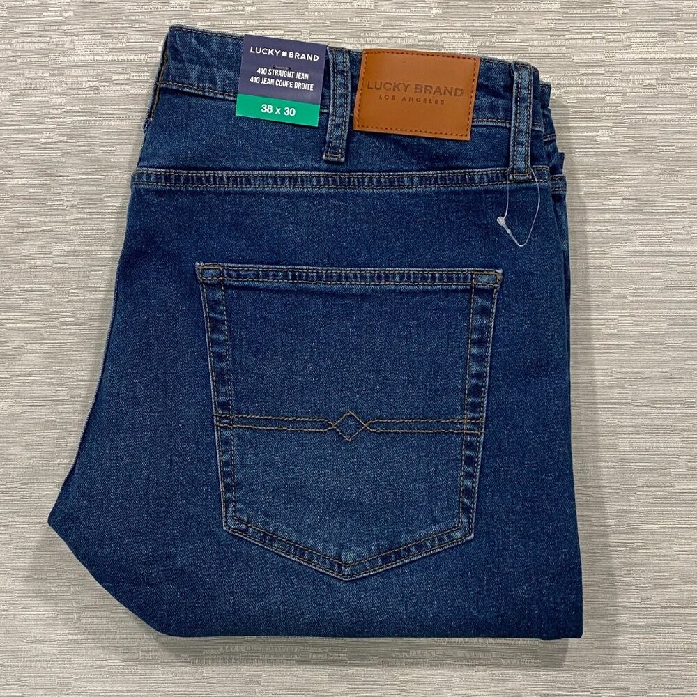 Lucky Brand 410 Jeans Mens 38 x 30 Straight Leg Medium Wash Denim